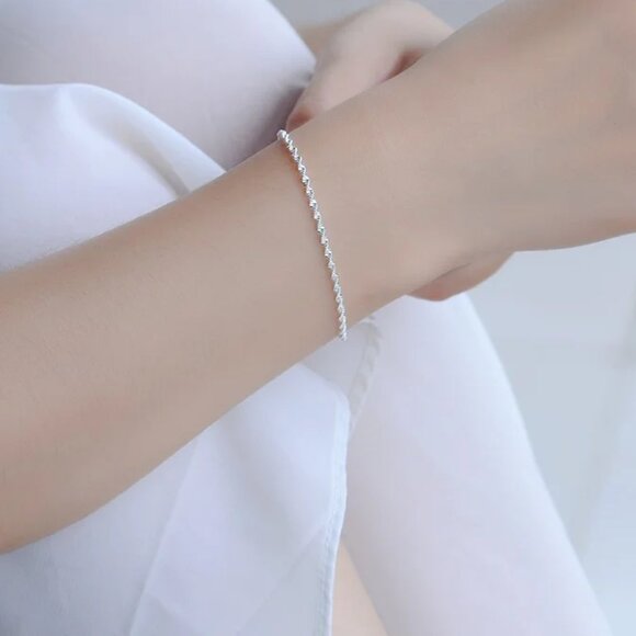 NWOT Sterling Silver Color Water Wave Chain Small Bracelet - Picture 2 of 4